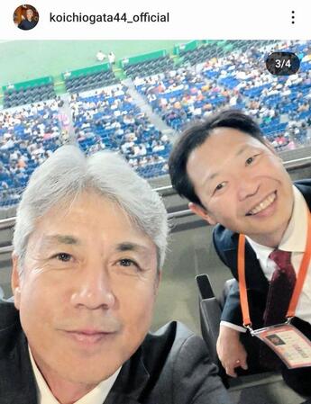 　大野和哉氏と。緒方耕一氏のインスタグラム（ｋｏｉｃｈｉｏｇａｔａ４４＿ｏｆｆｉｃｉａｌ）より