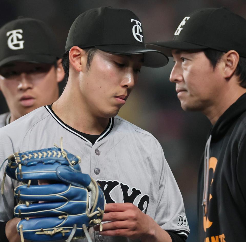 　３回、佐藤輝に３ランを許した赤星（撮影・田中太一）