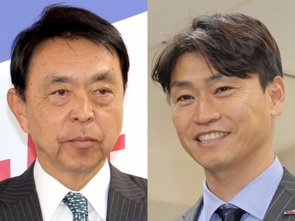 　ヤクルト・小川淳司ＧＭ（左）青木宣親ＧＭ特別補佐