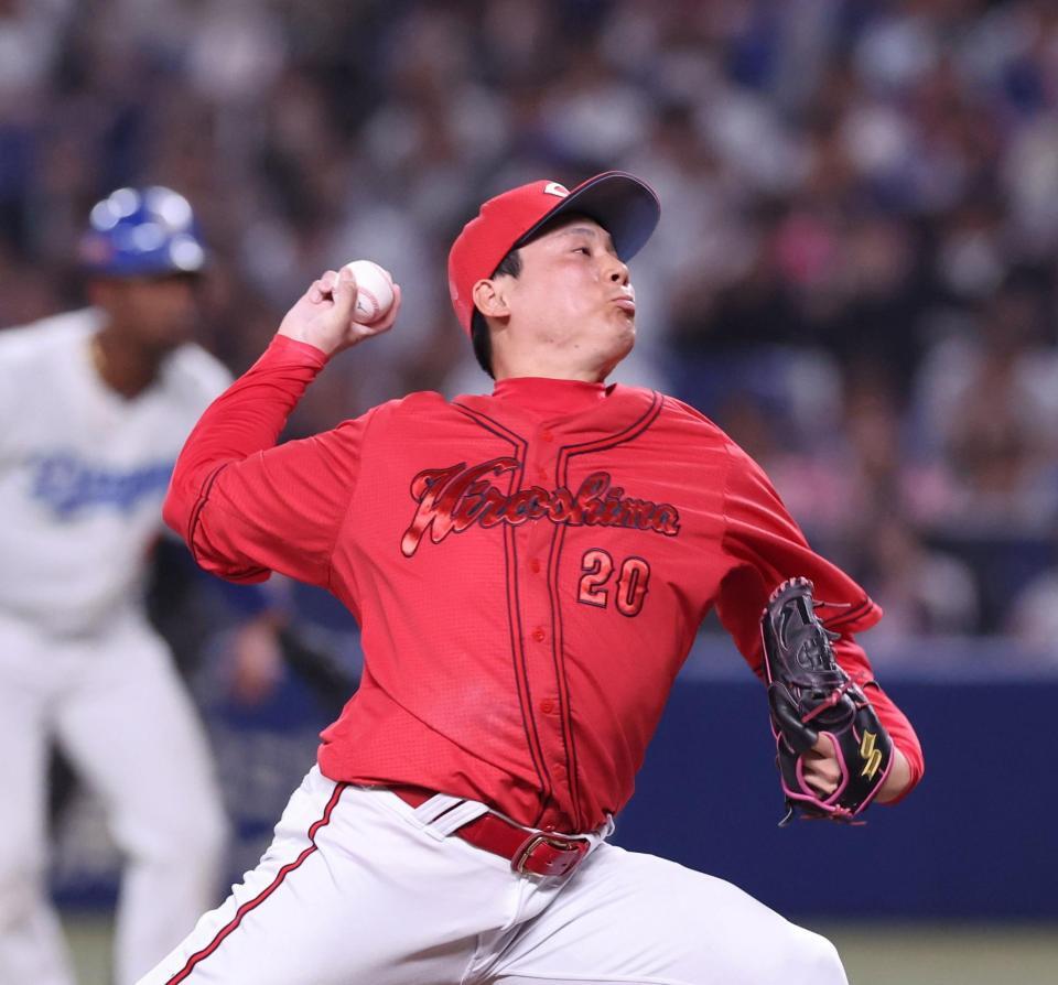 　１回無失点と好投した栗林（撮影・市尻達拡）