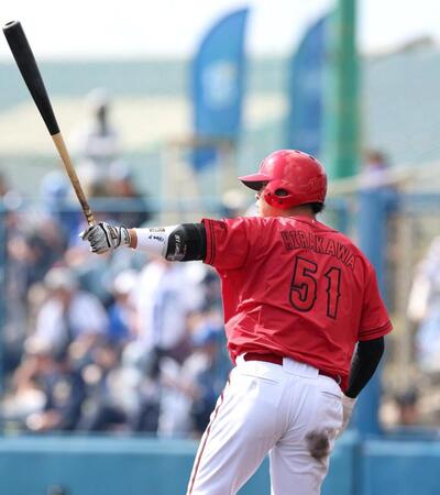 ７回、打席に立つ平川（撮影・北村雅宏）