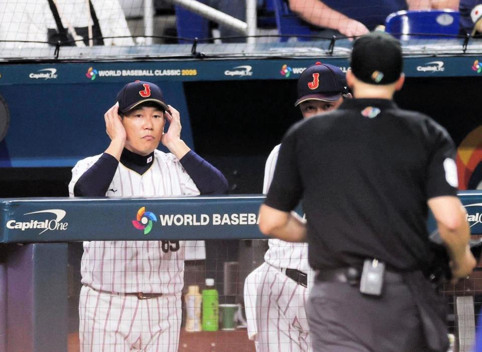 チャレンジを要求する井端監督（撮影・伊藤笙子）