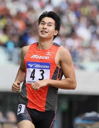 　２０秒５７で優勝した飯塚翔太