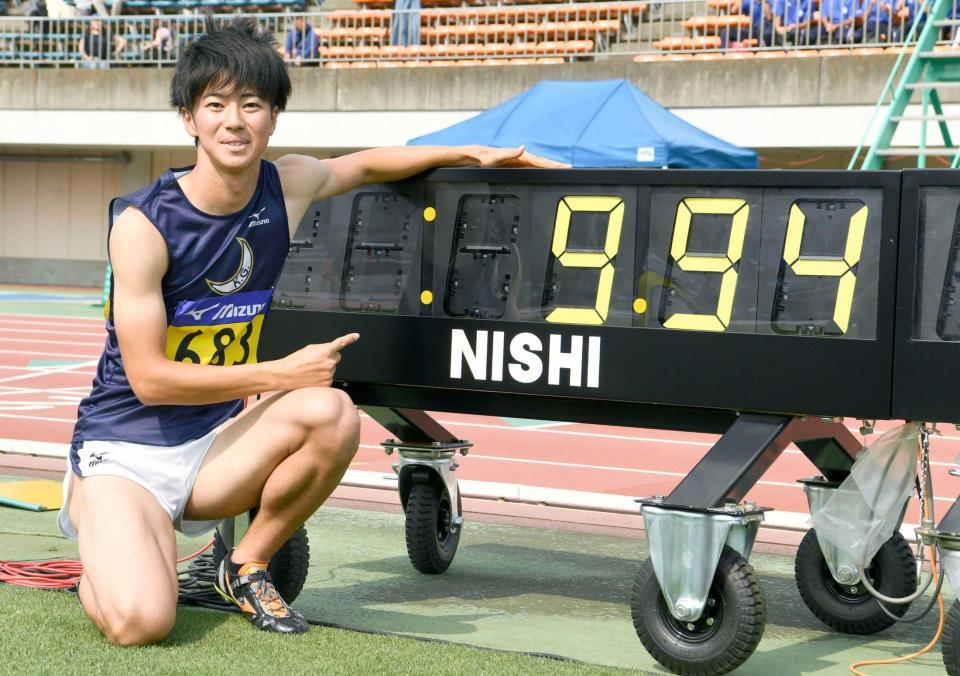 　男子１００メートル準決勝で９秒９４の参考記録をマークした多田修平（共同）