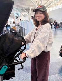 　中国へ出発するスノーボード女子の清水さら