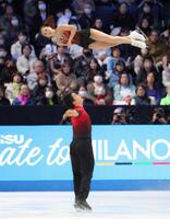 　華麗な演技を見せる三浦璃来＆木原龍一組（撮影・吉澤敬太）