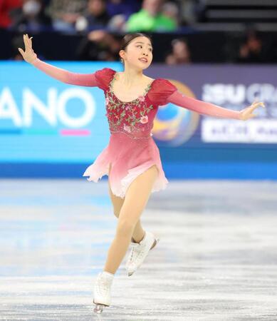 　フリーの演技を行う千葉百音（撮影・吉澤敬太）