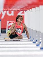 男子１１０メートル障害予選で転倒した泉谷駿介