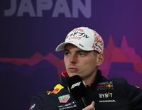 　公式会見に応じるレッドブル・ホンダＲＢＰＴのマックス・フェルスタッペン（撮影・神子素慎一）