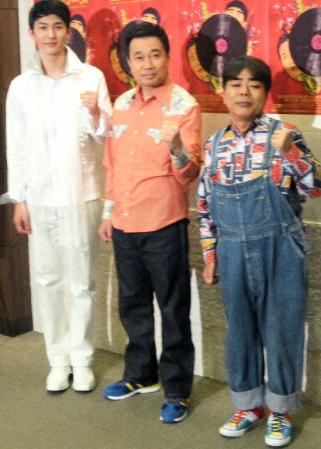 初日を前に意気込む（左から）クォン・ヨンミン、三宅裕司、小倉久寛