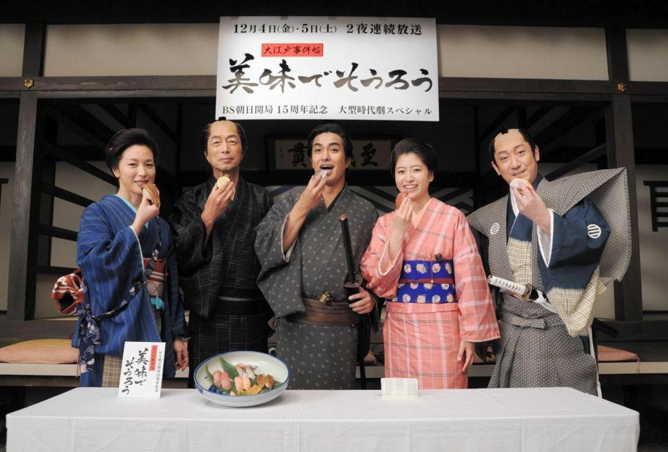 制作発表に登場した（左から）若村麻由美、中村雅俊、北村一輝、南沢奈央、中村橋之助