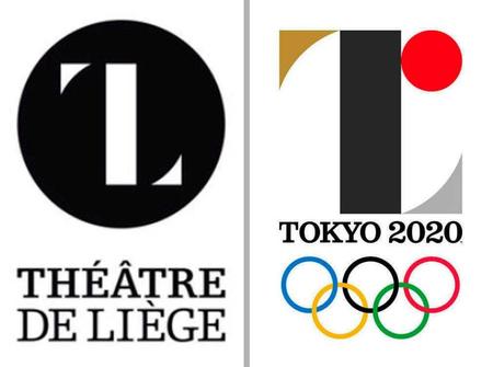 　リエージュ劇場のロゴ（左）と２０２０年東京五輪の旧エンブレム