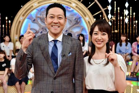 日本テレビの新番組「１周回って知らない話」に出演する東野幸治（左）と川田裕美アナ（日本テレビ提供）