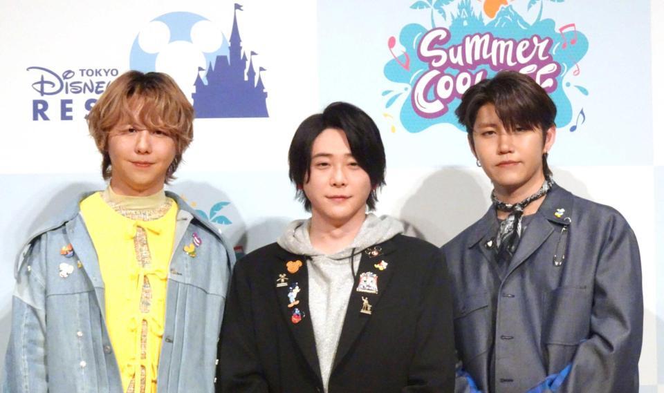 　東京ディズニーリゾートとのコラボ企画を行うＭｒｓ．ＧＲＥＥＮ　ＡＰＰＬＥの（左から）藤澤涼架、大森元貴、若井滉斗