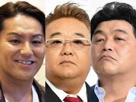 　（左から）狩野英孝、サンドウィッチマン・伊達みきお、富澤たけし