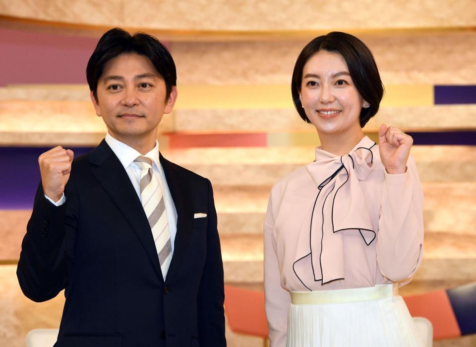 メインキャスターに決まった和久田麻由子アナ（右）と森圭介アナ（撮影・佐藤厚）