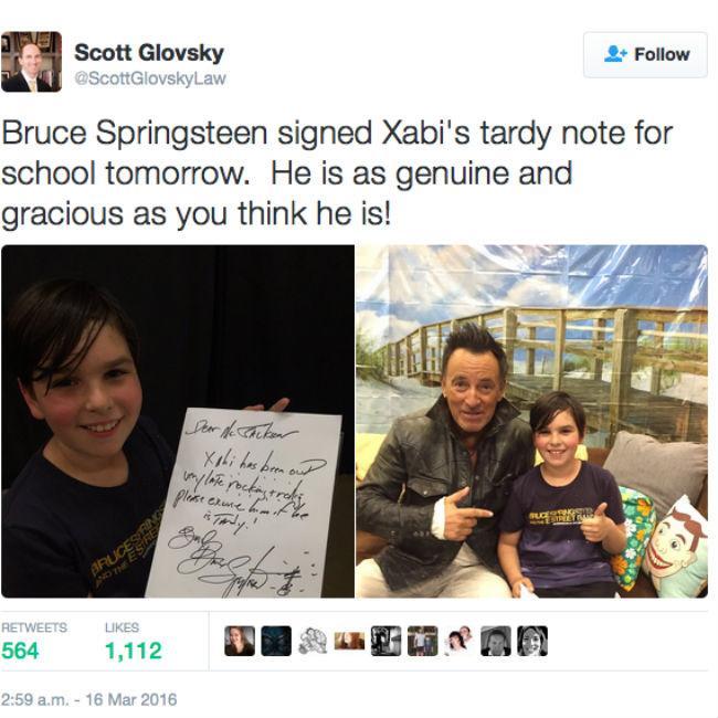 ブルース・スプリングスティーン、9歳のファンに謝罪の手紙を送る