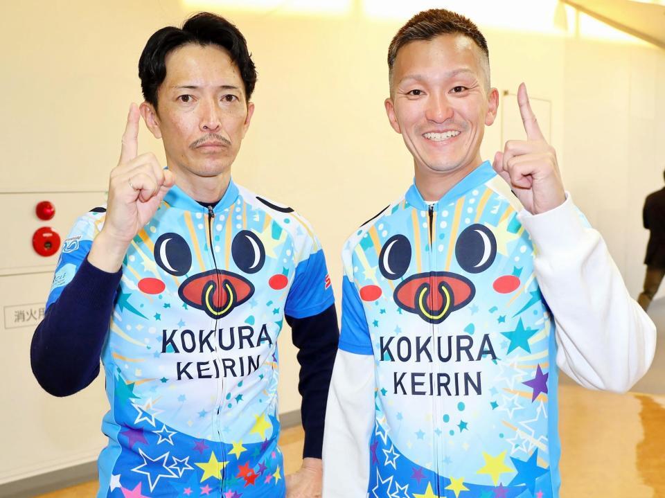 　小倉競輪でトークショーに出演したボートレーサーの森高一真（左）と西山貴浩