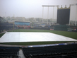 降雨中止が決まったヤンキース対ロイヤルズ戦=カンザスシティー・カーフマンスタジアム