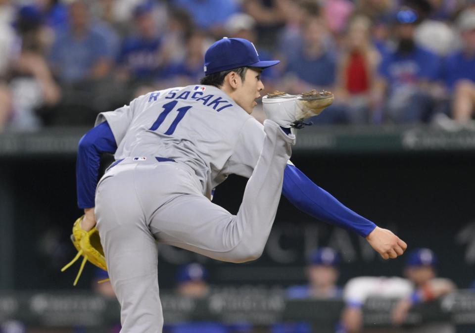 　先発した佐々木。６回を２安打２失点と好投したがメジャー初勝利はならなかった（共同）