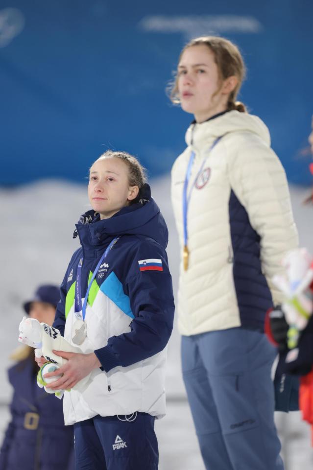 銀メダルとなったスロベニアのニカ・プレブツ（左）＝撮影・吉澤敬太