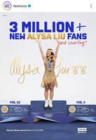 　アリサ・リュウの快挙を伝える米国選手団公式インスタグラム（ｔｅａｍｕｓａ）より