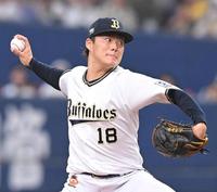 　９回、近本に対し、この試合最後の１球を投じる山本＝11月４日、京セラドーム（撮影・高部洋祐）