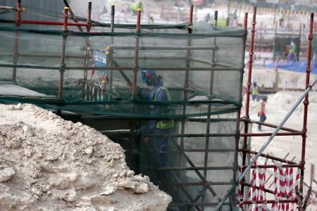　建設中のアル・ワクラ・スタジアム＝４日、ドーハ（ＡＰ＝共同）