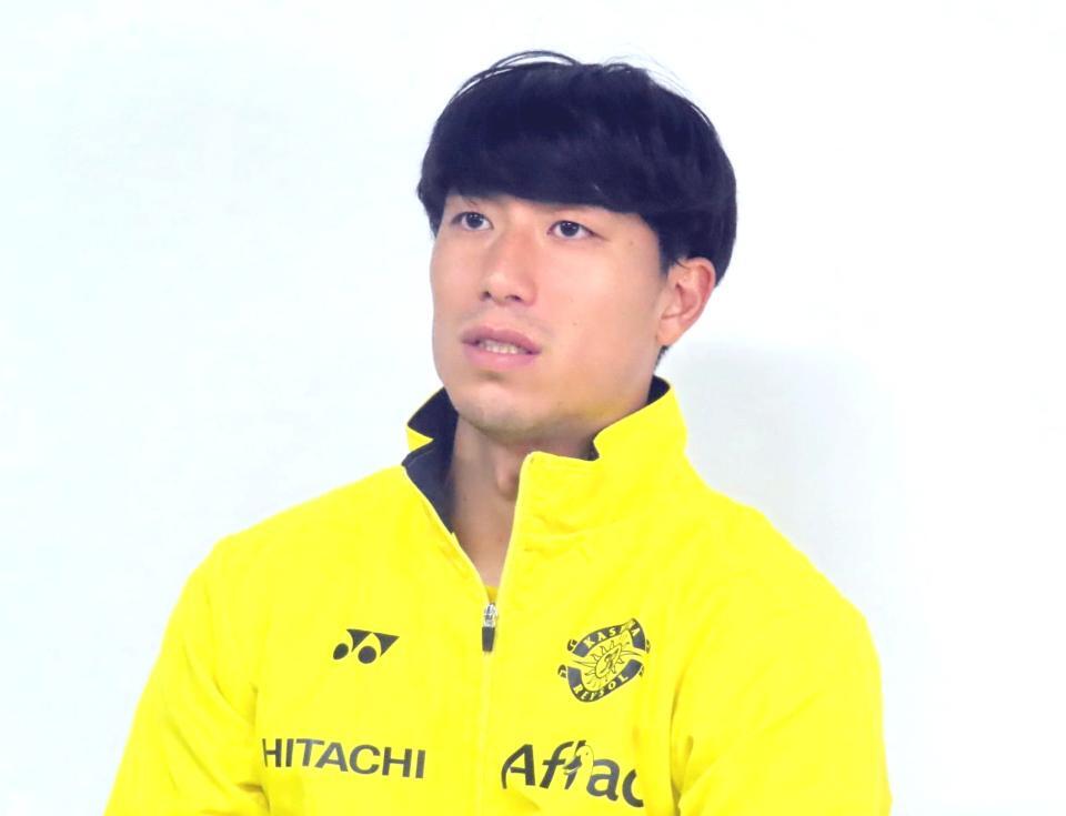 　優勝がかかる最終節を前に取材に応じた柏のＤＦ古賀太陽