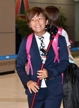 　Ｗ杯から帰国したサッカー女子日本代表の岩渕