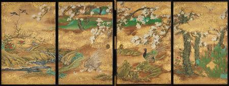 　「春景花鳥図襖」（桃山時代末-江戸時代初め、個人蔵）