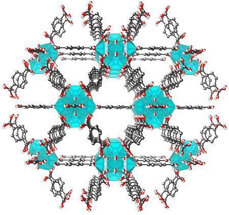 　ＰＦＡＳに吸着作用を示す代表的なＭＯＦの一つの構造を再現した画像（東邦大の今野大輝准教授提供）