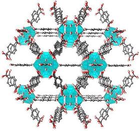 　ＰＦＡＳに吸着作用を示す代表的なＭＯＦの一つの構造を再現した画像（東邦大の今野大輝准教授提供）