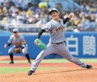 　２回、力投する伊原（撮影・西岡正）