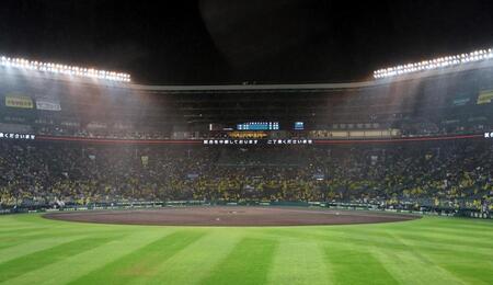 　雨で試合が一時中断する（撮影・山口登）