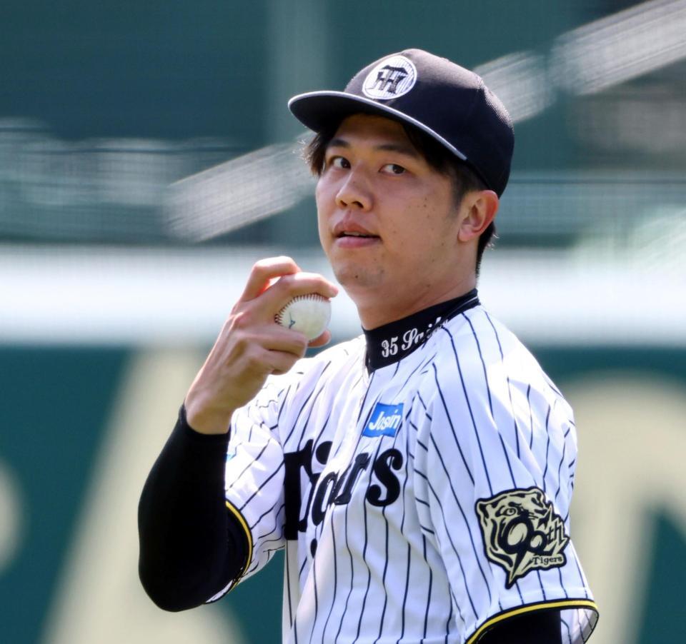 　登板に向け調整する才木（撮影・山口登）