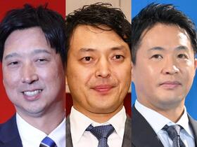 　（左から）藤川監督、岩隈久志氏、五十嵐亮太氏