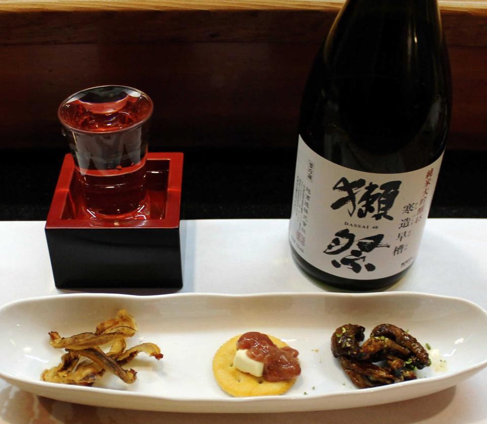 　人気の日本酒「獺祭（だっさい）」に合うアテ３種盛