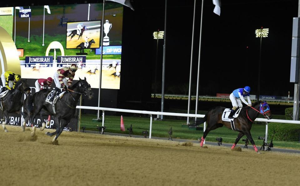 　ＵＡＥダービーを制したアドマイヤデイトナ（右）