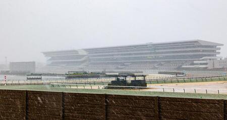 雪のため中止になった京都競馬（撮影・石湯恒介）