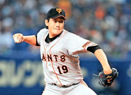 先発で７イニングを投げ９勝目を挙げた菅野＝ナゴヤドーム