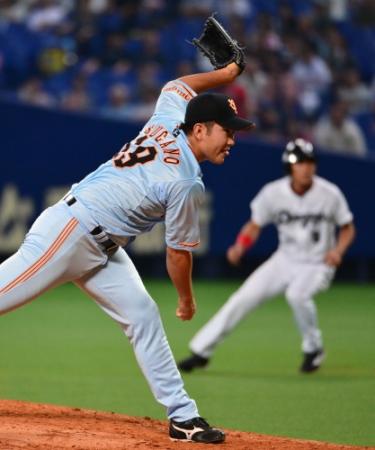 中日打線を相手に力投する巨人・菅野智之＝ナゴヤドーム（撮影・村中拓久）