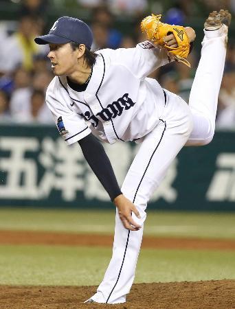 　完投で２勝目を挙げた西武・岸＝西武プリンスドーム