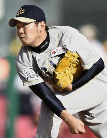 　楽天戦に先発し、８勝目を挙げたオリックス・西＝コボスタ宮城