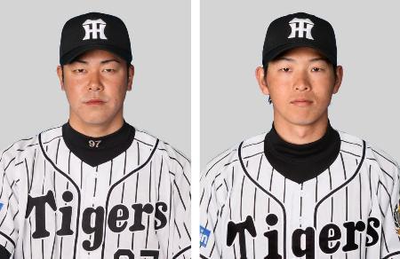 　玉置隆投手（左）、田上健一外野手
