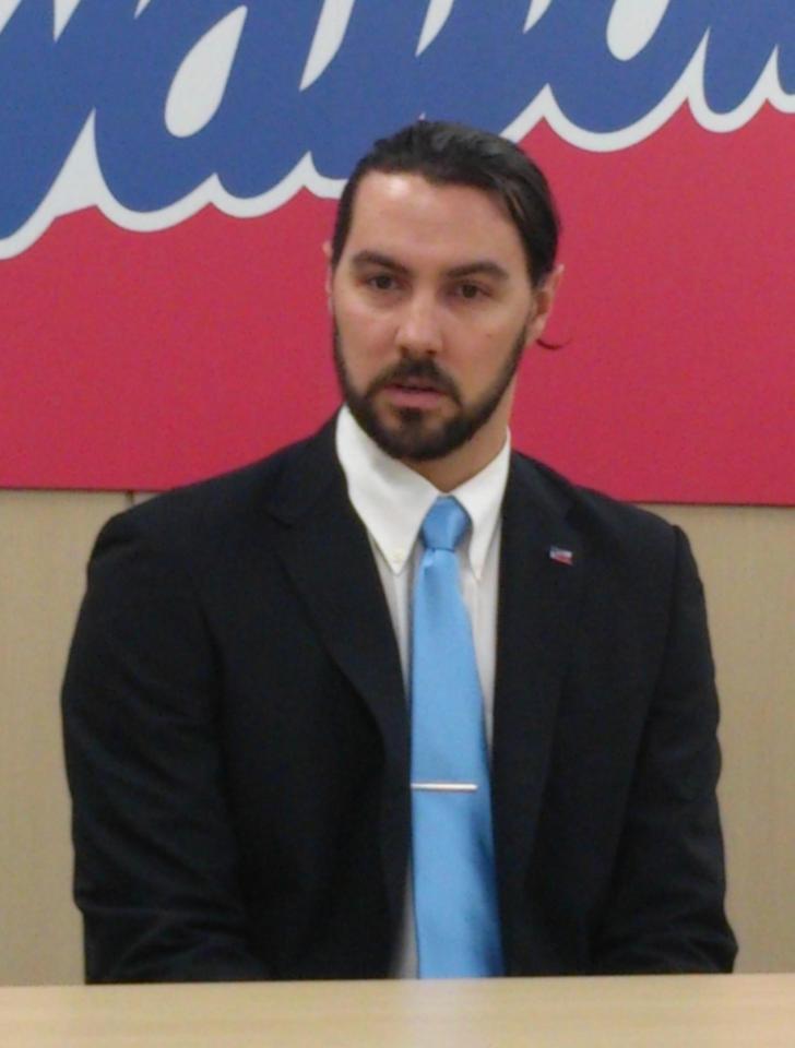 　ポスティング制度を利用してのメジャー挑戦を表明したヤクルト・バーネット＝球団事務所