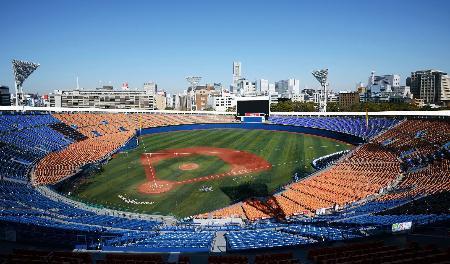 　座席の一部を青に改修した横浜スタジアムのイメージ
