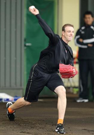 ブルペンで調整するマシソン