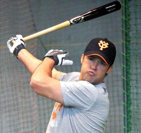 打撃練習をするギャレット