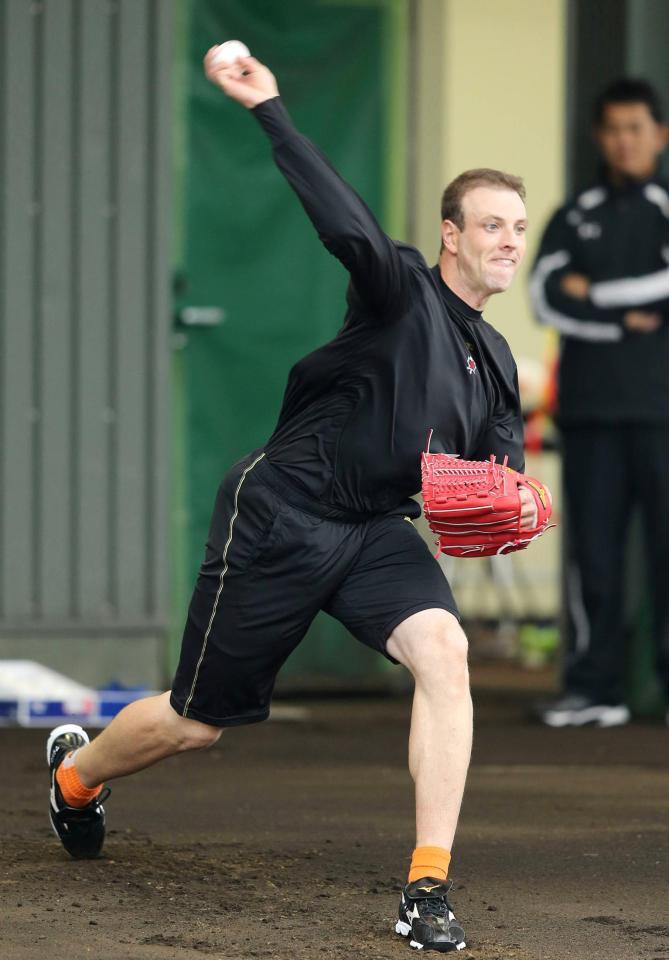 ブルペンで調整するマシソン